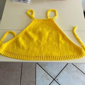 Yellow woven halter top
